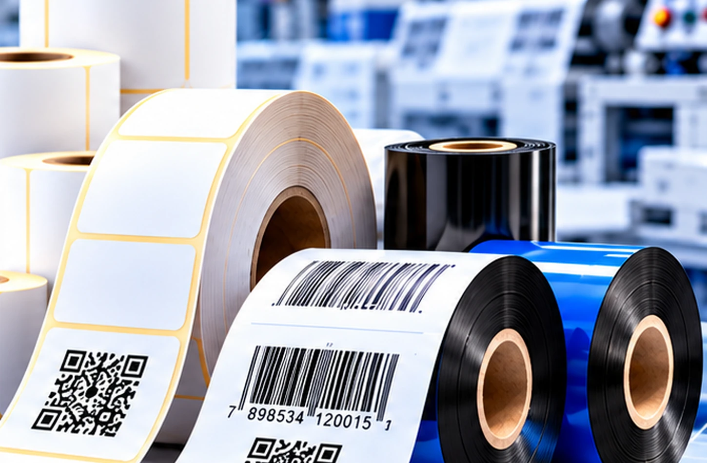 Rolos de etiquetas na produção da Líder Etiquetas